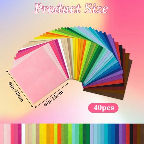 40 Pcs Felt Fabric Sheets 6 x 6 Inches Assorted Colors Felt Sheets for Crafts 1mm Thick Craft Felt Fabric Non Woven Fabric Squares Stiff Felt Sheets for Crafts DIY Patchwork Sewing Projects Supplies - Image 3