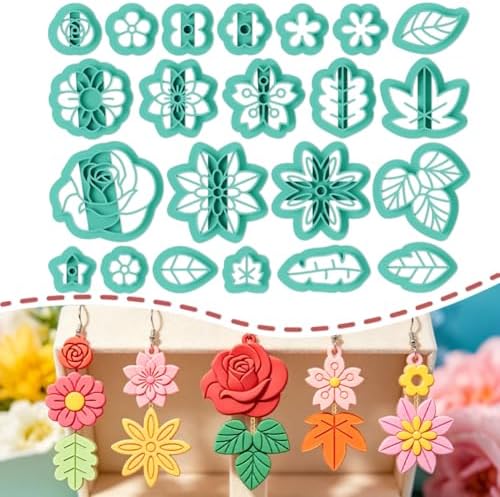 ORIGACH 22 Pcs Flower & Plant Polymer Clay Cutters Set by ORIGACH