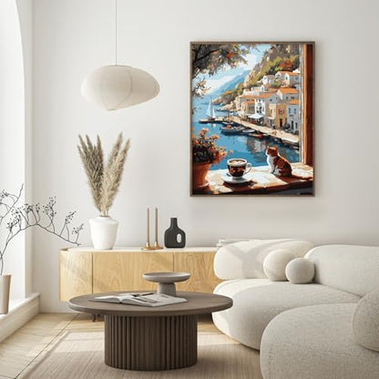 Possoco Paint by Numbers Kit for Adults Beginner Cat, Seaside Landscape Easy Adult Paint by Number Kits on Canvas, DIY Acrylic Number Painting for Adults Teens for Home Decor 16x20 Inch - Image 7