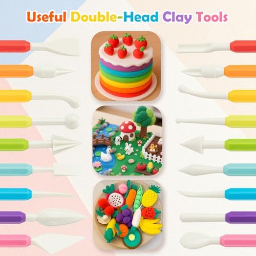 2 Set Air Dry Clay Tools, 18PCS Polymer Clay Tools Kit for Modeling, Plastic Clay Tools Sculpting for Kids, Adults, Molding, Shaping, Carving, Dotting, Trimming, Pottery, Craft Supplies Accessories - Image 3