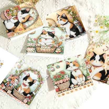 6pcs Little Garden Cat Diamond Art Painting Greeting Cards Kit with Envelopes, 5D DIY Special Shaped Card Making Kits for Adults, Holiday Birthday Postcards, Creative Craft Gifts - Image 7