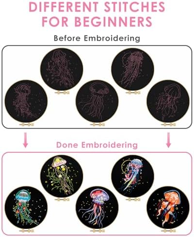 TINDTOP 5 Pack Embroidery Kit for Adult, Embroidery DIY Starter Kit - Image 3