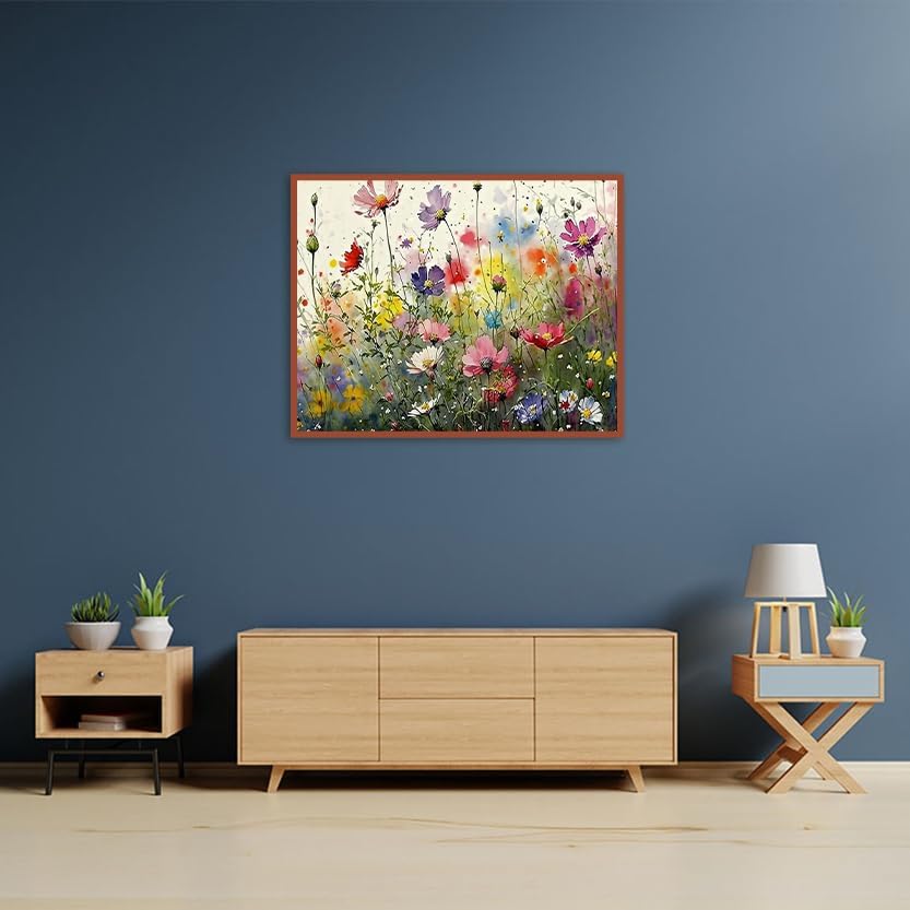MjhRcll Flower Stamped Cross Stitch Kits, DIY Colorful Flowers Cross Stitch Ornament Kits for Adults Beginners, Counted Embroidery Needlepoint Kits Home Decor 12x16inch - Image 4