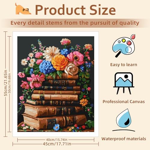 Reivworl Book Paint by Numbers Kit for Adults Beginners, Flowers Paint by Numbers, Adult Paint by Number Kits for Gifts and Home Wall Decor 16x20 Inch - Image 4