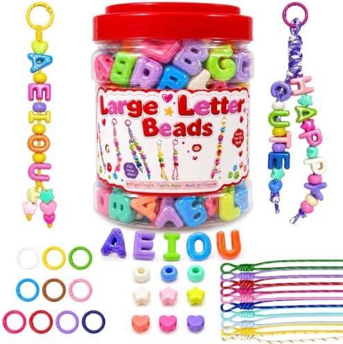 Kasmena 420Pcs Chunky Large Letter Beads DIY Keychain & Bracelet Making Kit by Kasmena