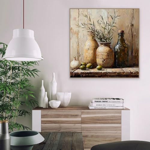 Mrnsiet Paint by Number for Adults Beginners, Easy Bottles Paint by Numbers Kits on Canvas, Retro Oil Painting Kits Adults' Paint-by-Number Kits for Home Wall Decor 16x16 Inch - Image 2