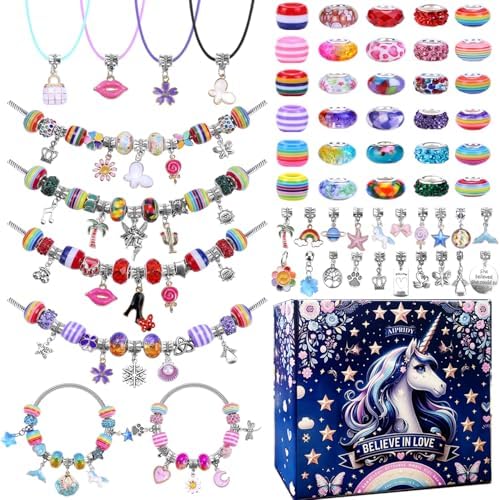 AIPRIDY Charm Bracelet Making Kit,Unicorn Mermaid Crafts Gifts Set Can Inspires Imagination and Creativity,Jewelry Making Kit Perfect Gifts for Girls 5-12 Years Old (125 Pieces) by AIPRIDY