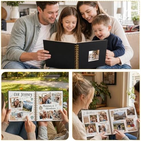 Cvochtty Scrapbook Album 40 Pages with DIY Kits, Craft Paper Photo Album, Black Linen Cover Scrapbooking for 2x3 3x5 4x6 5x7 Pictures, Memory Book for Wedding Baby Family Birthday - Image 7