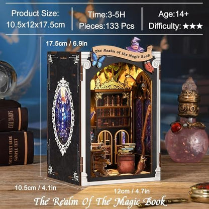 Book Nook Kit, DIY Dollhouse Miniature House with LED Bookshelf Decor Home Decor, 3D Wooden Puzzle Craft and Creative Gifts for Adults, Teens, Beginners (Magic Book) - Image 5