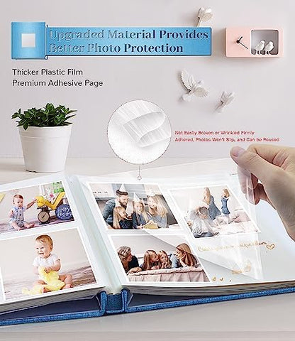 Artfeel Photo Album Self Adhesive Scrapbook Album for 3x5 4x6 5x7 8x10 Pictures,40 Pages Linen Cover with Display Window DIY Photo Book,Ideal Gifts for Family Travel Wedding Baby - Image 3