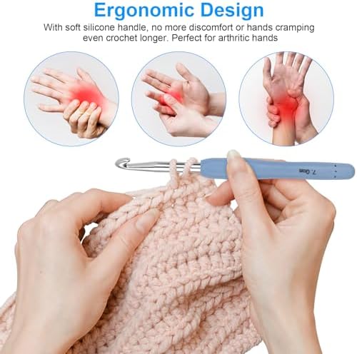 Large Crochet Hooks 5 Sizes Crochet Hook Set, 29 Pack Yarn Needle Kits for Beginners, Knitting Needles with Ergonomic Handles for Arthritic Hands, 6.5mm 7.0mm 8.0mm 9.0mm 10.0mm Crochet Needle Kit - Image 4