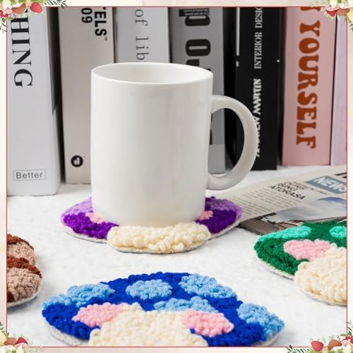 WATINC Punch Needle Coaster Kit - 22Pcs DIY Craft for Beginners, Mushroom - Image 5