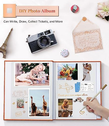 Artfeel Photo Album Self Adhesive Scrapbook Album for 3x5 4x6 5x7 8x10 Pictures,60 Pages Linen Cover with Display Window DIY Photo Book,Ideal Gifts for Family Travel Wedding Baby - Image 4