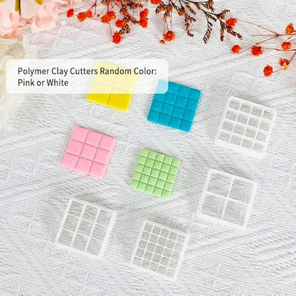 Xaekicr Grid Square Polymer Clay Cutters Set – 4PCS Geometric Clay Cutters for DIY Jewelry Making, Clay Tools for Polymer Clay Molds and Earring Projects - Image 2
