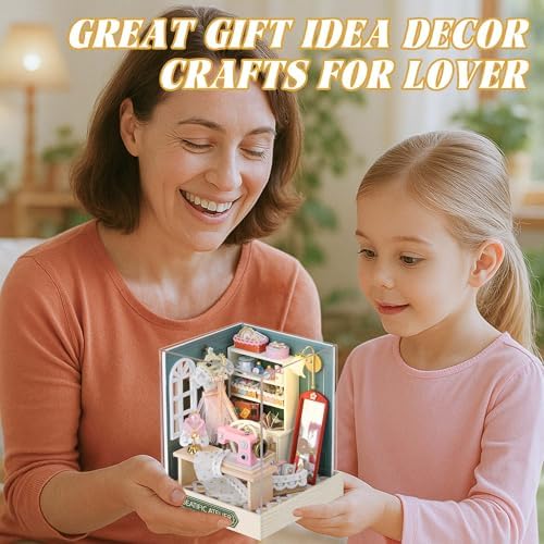 Kisoy Dollhouse Miniature with Furniture Kit, DIY 3D Wooden DIY House Kit with Dust Cover,Handmade Tiny House Toys for Teens Adults Gift (Beatific Atelier) - Image 4
