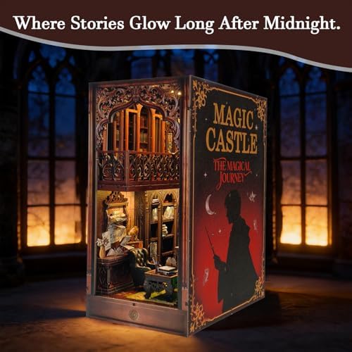 OZJAY Book Nook Kit, Magic Castle Bookstore 3D Wooden Puzzles for Adults - Image 6