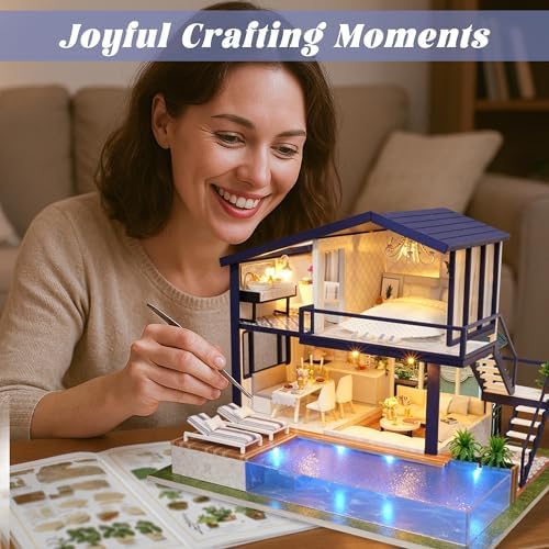 Flever Dollhouse Miniature DIY House Kit Manual Creative with Furniture for Romantic Artwork Gift (Perfect Time Apartment) - Image 4