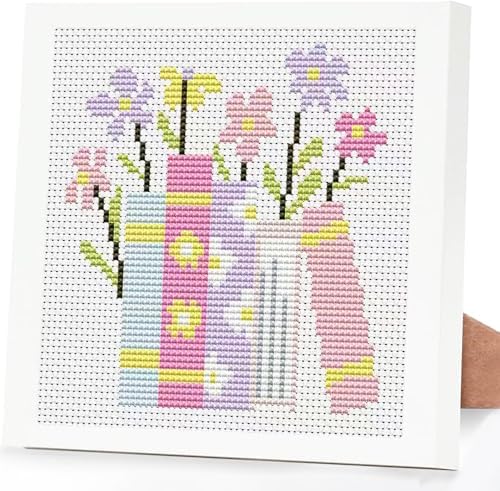 Book Flower Stamped Cross Stitch Kits for Adults Beginners with Frame by DIYHomeDecor