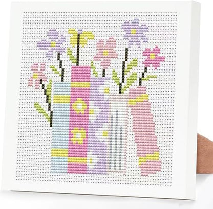 Book Flower Stamped Cross Stitch Kits for Adults Beginners with Frame by DIYHomeDecor