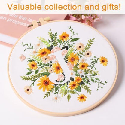 Harimau Letter J Pattern Embroidery Kit for Adult Beginners, Complete Starter Pack with 1 Hoop, Needles, Instruction Guide & Embroidery Stitch Video Tutorials - Image 5