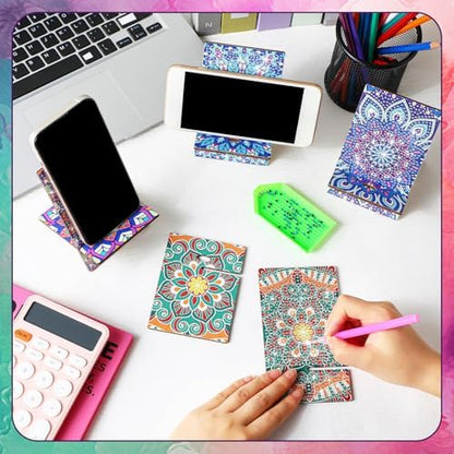 Saillong 4 Pcs Mandala Diamond Art Phone Holder 5.5 Inch DIY Full Drill - Image 3