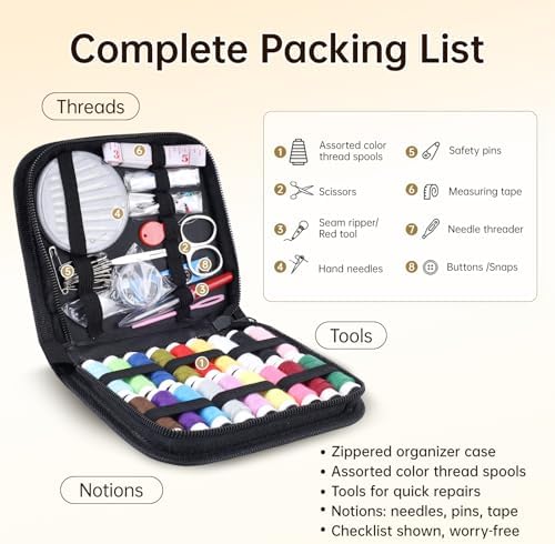 86-Piece Complete Sewing Kit + Illustrated Guide to 106 Embroidery Stitches | DIY Embroidery Kit: A One-Stop Starter Kit to Take You from Beginner to Expert [Portable Embroidery Workshop] - Image 2