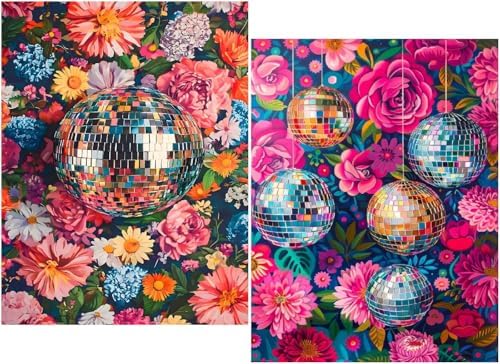 VIGEGU 2 Pack Disco Ball Paint by Numbers Kit for Adults, Adult Paint by Number Kits, Paint by Numbers for Adults Beginners, DIY Advanced Acrylic Painting on Canvas for Home Wall Art Decor 12x16 in by VIGEGU