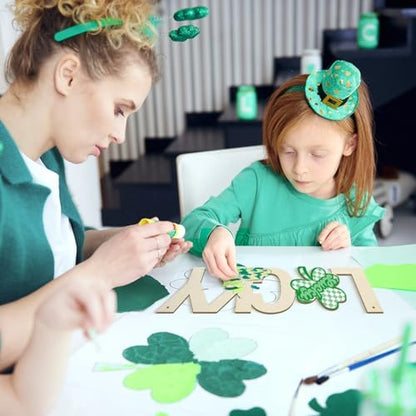 Large Size 7inch Wooden Lucky Ornaments to Paint, Wooden Shamrock St. Patrick's Day Cutouts DIY Blank Unfinished Round Spring Irish Wood Discs Ornament for Crafts Hanging Decorations 10PCS - Image 4