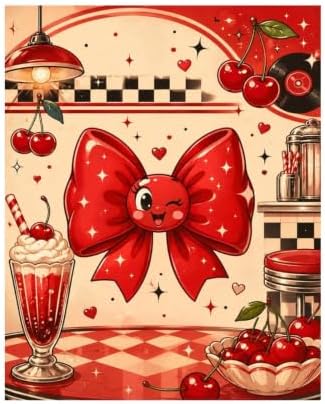 Bozfoxa Paint by Numbers Kit for Adults Beginner Red Cherry Bow by Unknown