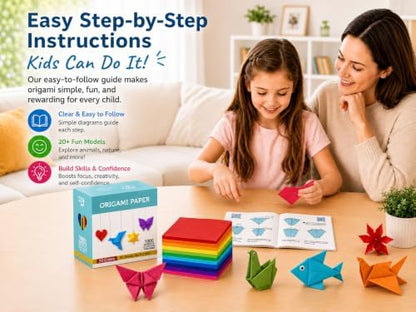 BUBU Origami Paper Kit 1000 Sheets 6x6 Colored Paper with Origami Book - Image 2