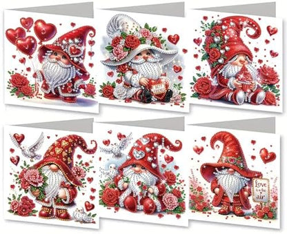 6Pcs Valentine’s Day Greeting Card DIY Diamond Art Painting Greeting Cards Special Shaped Diamond Blessing Folding Card Kit Arts Crafts for Holiday Festival-Goblin by BAYUNOESparkDiamondCraft