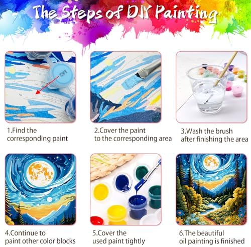ZTOTZ Paint by Numbers Kit for Adults,Painting by Numbers Kit Landscape,Moon Landscape Paint by Numbers Adults on Canvas,Number Painting for Home Wall Decor 16x20Inch(Mountain) - Image 6