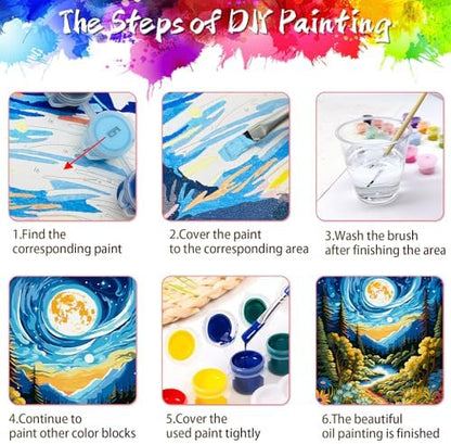 ZTOTZ Paint by Numbers Kit for Adults,Painting by Numbers Kit Landscape,Moon Landscape Paint by Numbers Adults on Canvas,Number Painting for Home Wall Decor 16x20Inch(Mountain) - Image 6