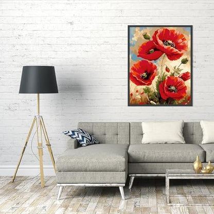 AALBLAC Flowers Paint by Numbers for Adult - Poppy Flower Paint by Numbers Kit for Adults Beginners, Easy Flowers Acrylic Painting on Canvas for Home Wall Art Decor 16x20 Inch - Image 5