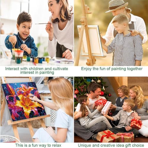 JUJUHOOD Lily Flower Paint by Numbers Kit for Adults Beginner & Kids Ages 8-12,Flower Paint by Number Without Easel, Acylic Paint by Numbers for Gift Home Wall Decor (10x10Inch) - Image 7