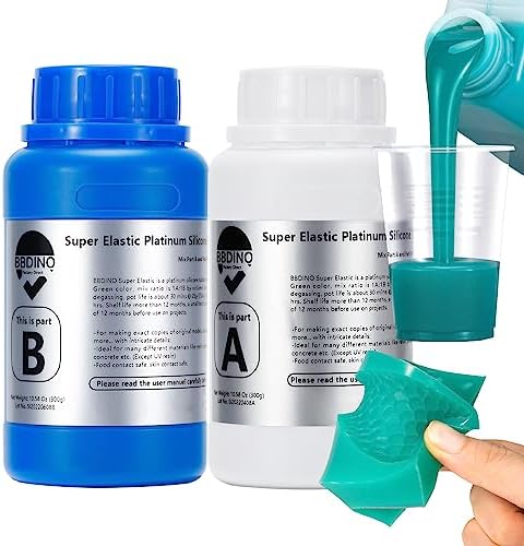 BBDINO Silicone Mold Making Kit, Super Elastic Liquid Silicon for Mold Making, N.W. 21.2 oz, 1:1 by Volume, Jade Green, Ideal for Casting Silicone Molds for Resin/Plaster/Wax/Jewelry etc. by BBDINO