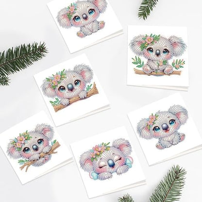 MVVMTOP 6pcs Diamond Art Painting Greeting Card, DIY Koala Diamond Art Greeting Card for Blessing and Wishe Special Shaped Diamond Arts Crafts for Birthday Thanksgiving Day - Image 6