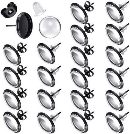 Hicarer 200 Pcs Sublimation Earrings Blanks Stud Earring Kit, Black by Hicarer