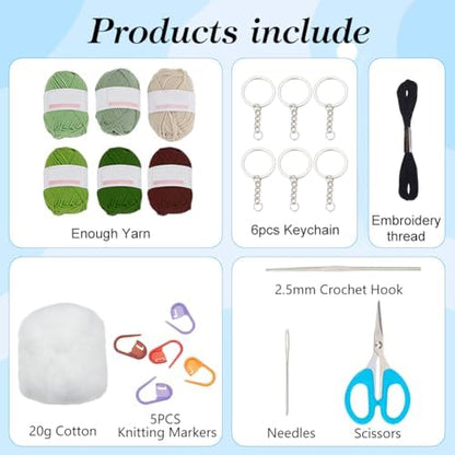 WEBEEDY 6 Sets Animal Crochet Kit for Beginners,DIY Turtle Keychain Knitting Kit for Adult with Step-by-Step Video Tutorials and Colorful Yarns,Hook,Accessories Christmas Decor Gifts - Image 2
