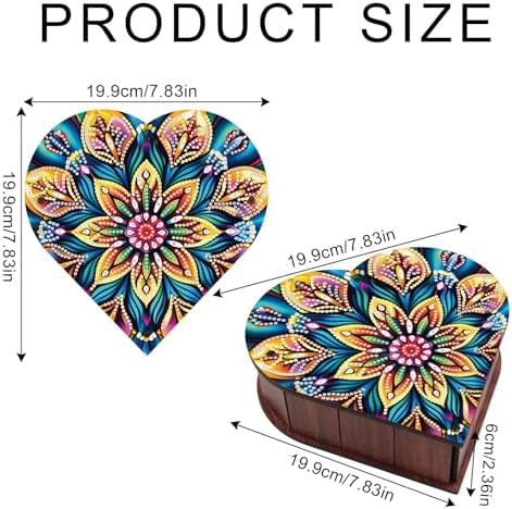 DIY Diamond Painting Storage Box Kit, Heart-Shaped Wooden Special Shaped Diamond Art Organizer with Colorful Flower, Decorative Gift Case for Jewelry, Home Decor & Desktop Display - Image 2