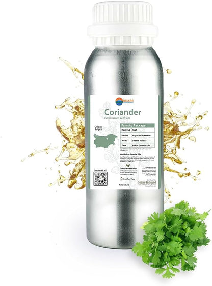 Nature Packaged Coriander Essential Oil - Direct from Bulgarian Balkan Mountains - Steam Distilled - Aceite Cilantro for Aromatherapy, Massage, Diffuser, DIY Candle and Soap Making - 2lbs