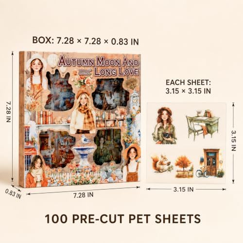 Autumn Stickers for Journaling, 448 Pcs Transparent PET Set - Image 4
