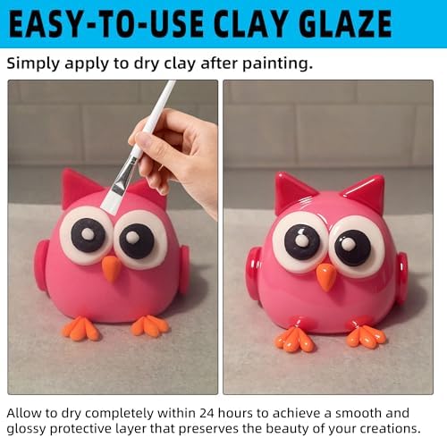 CALPALMY 100ml Air Dry Clay Glaze and 29pcs Clay Tools Kit, Gloss Varnish - Image 3