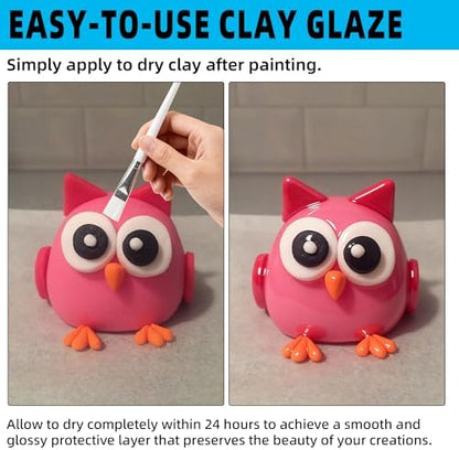 CALPALMY 100ml Air Dry Clay Glaze and 29pcs Clay Tools Kit, Gloss Varnish - Image 3