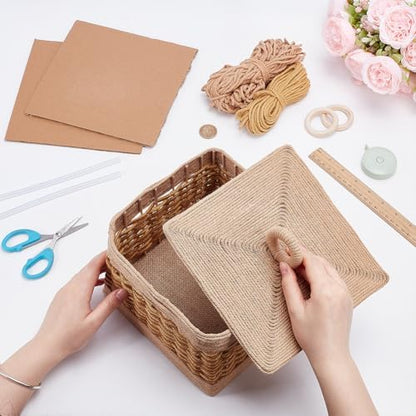 FREEBLOSS Macrame Woven Basket Kit Basket Weaving Kits with Instruction Macrame DIY Storage Bins Basket Making Supplies for Weaving Craft Gift - Image 4