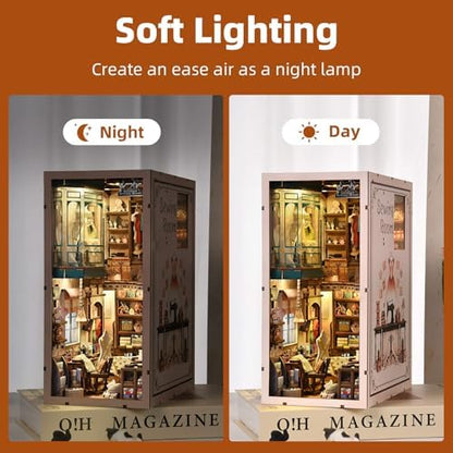 fifijoy Book Nook Kit - DIY Miniature House Dollhouse Kit for Adults and Teens, Booknook Tiny House Bookshelf Decor 3D Wooden Puzzle, Gifts for Family Friends (Sewing Room) - Image 4