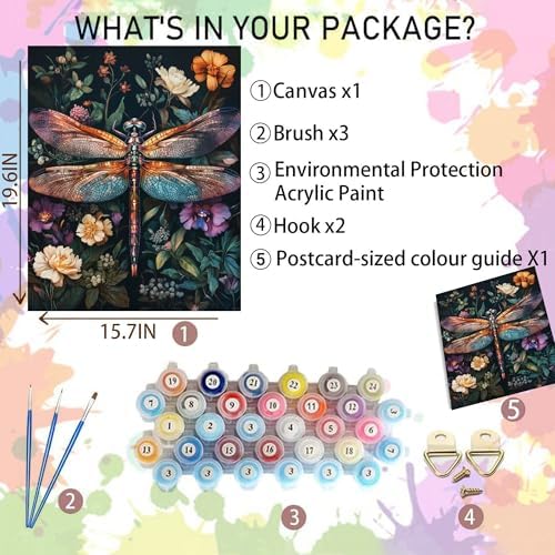 Dragonfly Paint by Numbers Kit for Adults Beginner 16x20inch(Without Frame) - Image 2