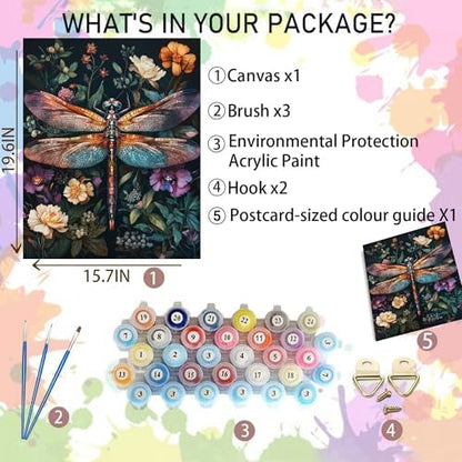 Dragonfly Paint by Numbers Kit for Adults Beginner 16x20inch(Without Frame) - Image 2