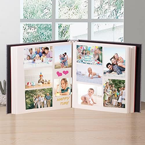 Large Photo Album Self Adhesive for 4x6 5x7 8x10 Pictures Magnetic Scrapbook Album 20 Sheets / 40 Pages Linen Cover DIY Photo Album with A Metallic Pen and and Plastic Board(Grey) - Image 3