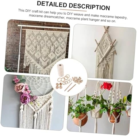 TOPPERFUN 1set Macrame Kit for Beginners Complete Macrame Tapestry Craft Kit Cotton Rope Beads and for Home Wall Art Decoration - Image 7